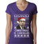 Christmas Is Cancelled Michael Scott Office Ugly Christmas Sweater Womens Junior Fit V-Neck Tee