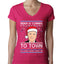 Biden Is Coming To Town Ugly Christmas Sweater Womens Junior Fit V-Neck Tee