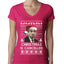 Christmas Is Cancelled Michael Scott Office Ugly Christmas Sweater Womens Junior Fit V-Neck Tee