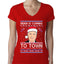 Biden Is Coming To Town Ugly Christmas Sweater Womens Junior Fit V-Neck Tee