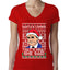 Santas Coming That's What She Said Michael Scott Ugly Christmas Sweater Womens Junior Fit V-Neck Tee