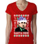 Santa Mike Michael Scott The Office Ugly Christmas Sweater Womens Junior Fit V-Neck Tee