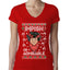Impish or Admirable Dwight Schrute Ugly Christmas Sweater Womens Junior Fit V-Neck Tee