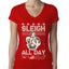 AOC The Squad Congresswomen Sleigh All Day Xmas Ugly Christmas Sweater Womens Junior Fit V-Neck Tee