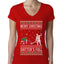Merry Christmas Shitter's Full Christmas Vacation Ugly Christmas Sweater Womens Junior Fit V-Neck Tee