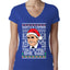 Santas Coming That's What She Said Michael Scott Ugly Christmas Sweater Womens Junior Fit V-Neck Tee