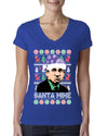 Santa Mike Michael Scott The Office Ugly Christmas Sweater Womens Junior Fit V-Neck Tee
