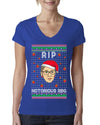 RIP Notorious RBG Ruth Bader Ginsburg Ugly Christmas Sweater Womens Junior Fit V-Neck Tee