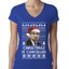 Christmas Is Cancelled Michael Scott Office Ugly Christmas Sweater Womens Junior Fit V-Neck Tee