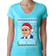 Santas Coming That's What She Said Michael Scott Ugly Christmas Sweater Womens Junior Fit V-Neck Tee
