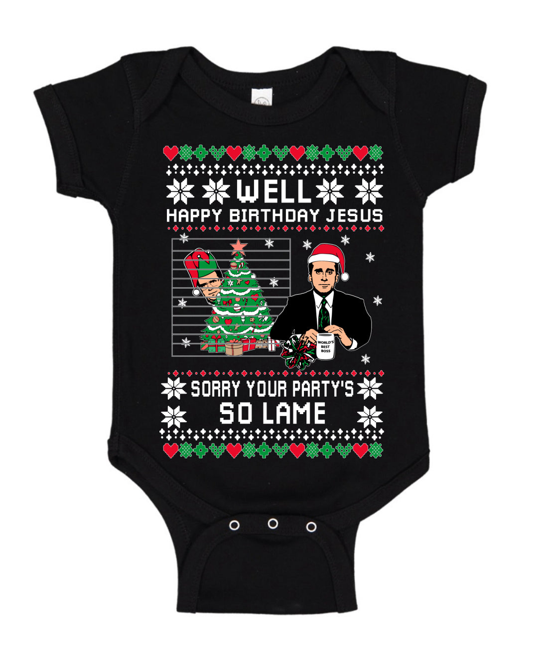 Well Happy Birthday Jesus Funny Quote Office Ugly Christmas Sweater Baby Creeper Boys Girls Infant Bodysuit