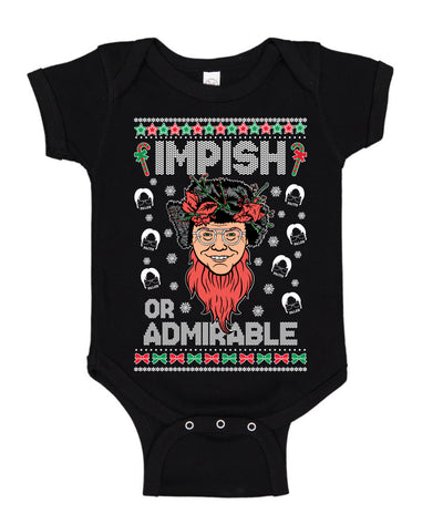 Impish Or Admirable Ugly Christmas Sweater Baby Creeper Boys Girls Infant Bodysuit