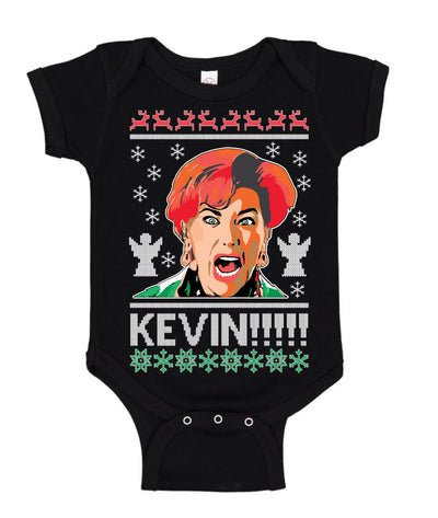 Kevin's Mom Screaming Kevin! Ugly Christmas Sweater Baby Creeper Boys Girls Infant Bodysuit