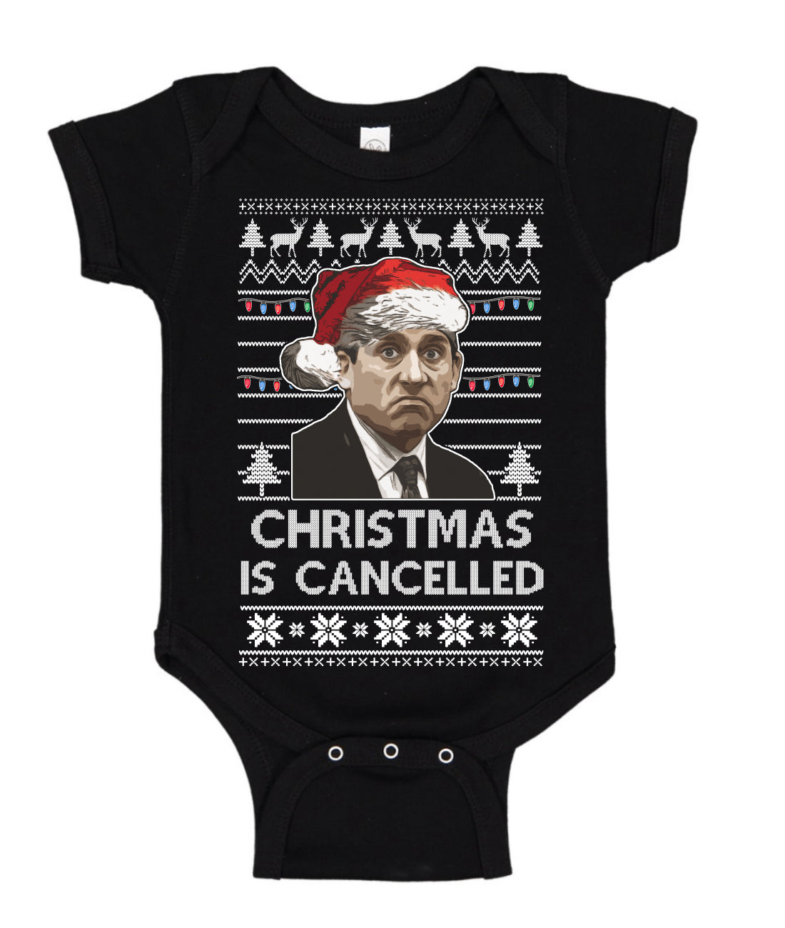 Christmas is Cancelled Santa Michael Scott Office Ugly Christmas Sweater Baby Creeper Boys Girls Infant Bodysuit