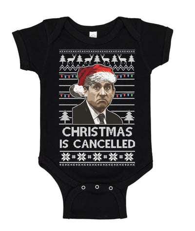 Christmas is Cancelled Santa Michael Scott Office Ugly Christmas Sweater Baby Creeper Boys Girls Infant Bodysuit