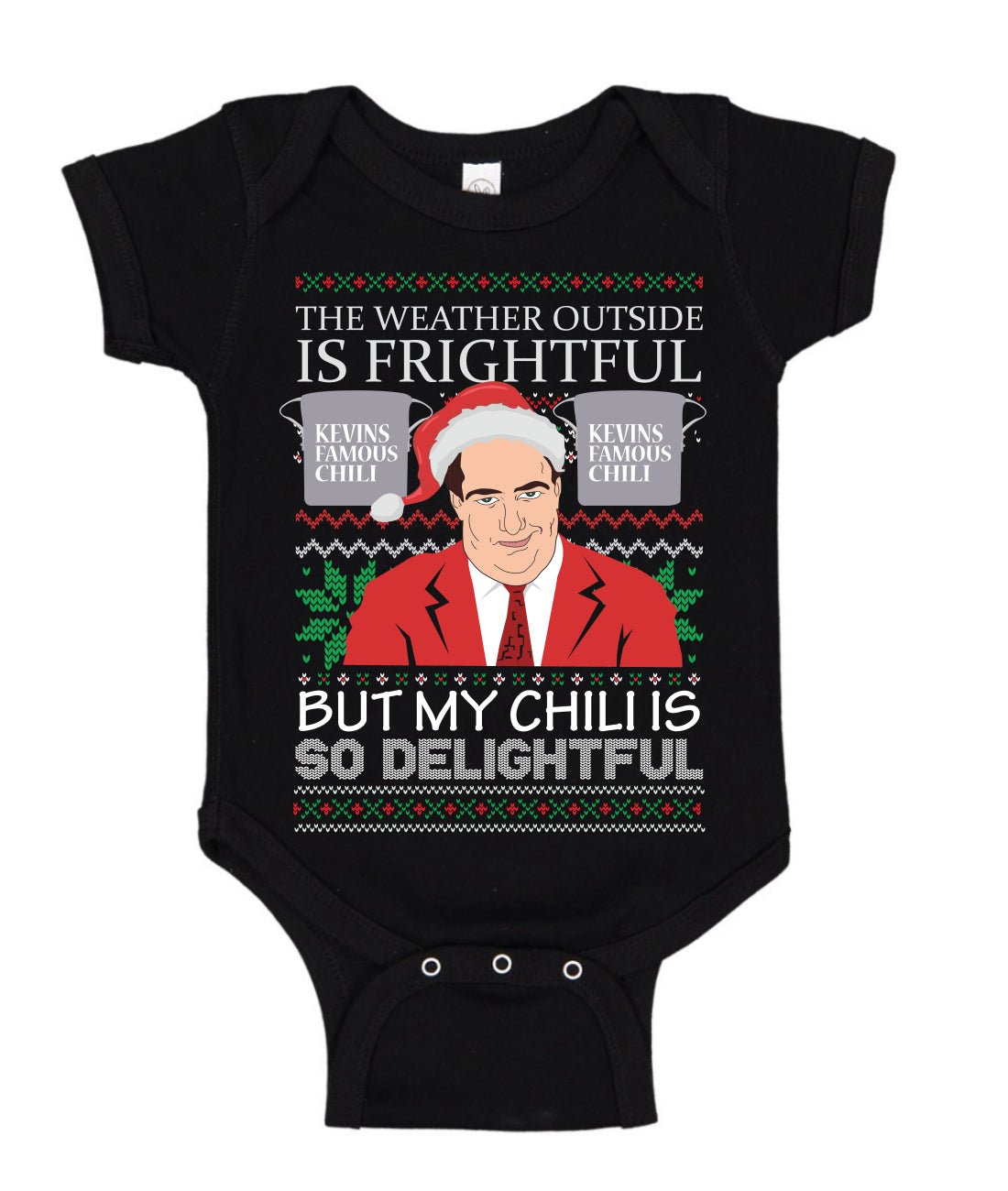 Kevin's Famous Chili The Office My Chili is So Delightful Xmas Ugly Christmas Sweater Baby Creeper Boys Girls Infant Bodysuit