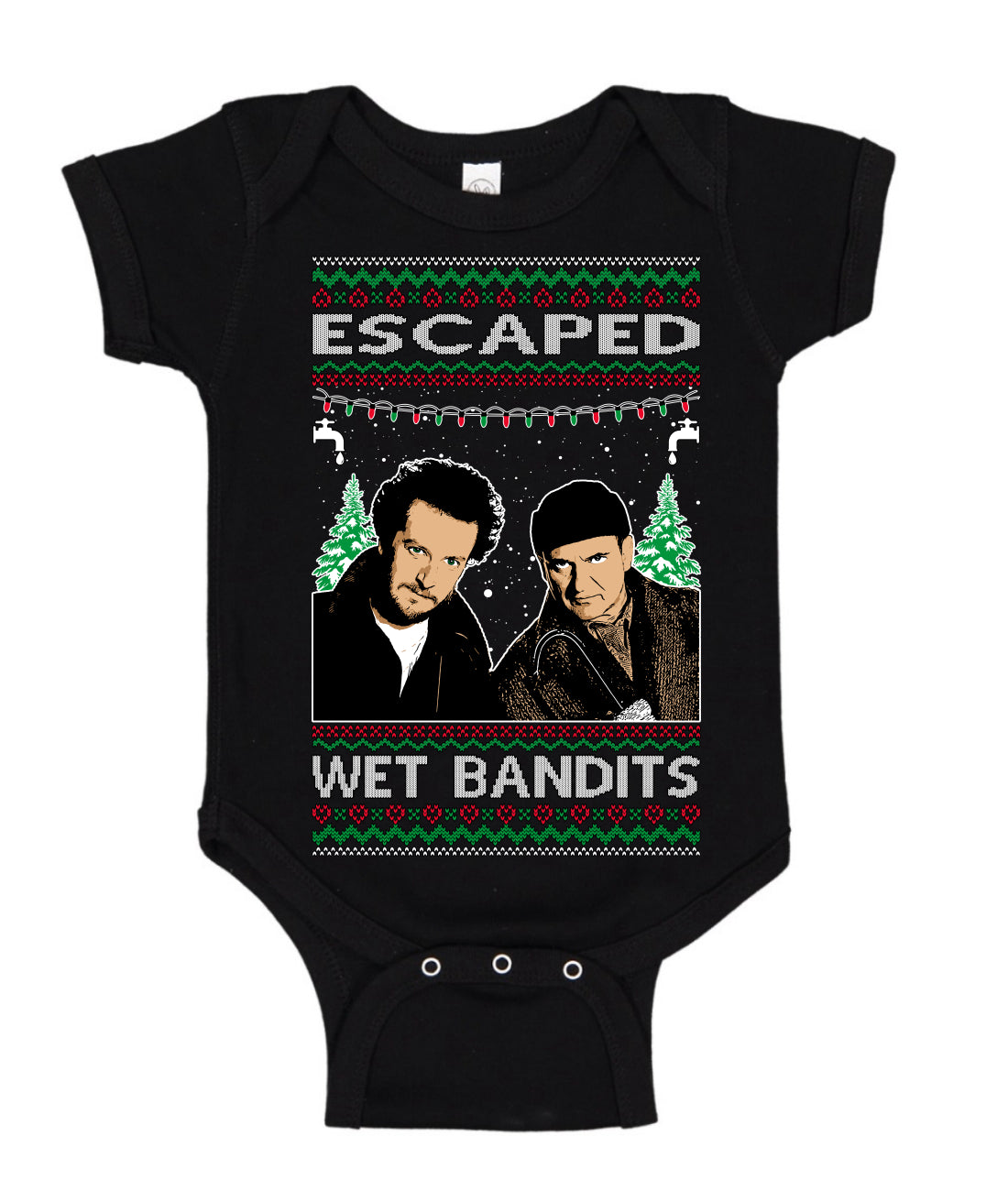Escaped Bandits Classic Home Holiday Movie Ugly Christmas Sweater Baby Creeper Boys Girls Infant Bodysuit