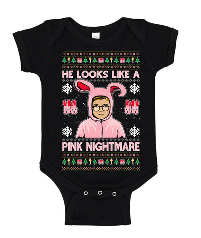 He Looks Like A Pink Nightmare Story Ugly Christmas Sweater Baby Creeper Boys Girls Infant Bodysuit