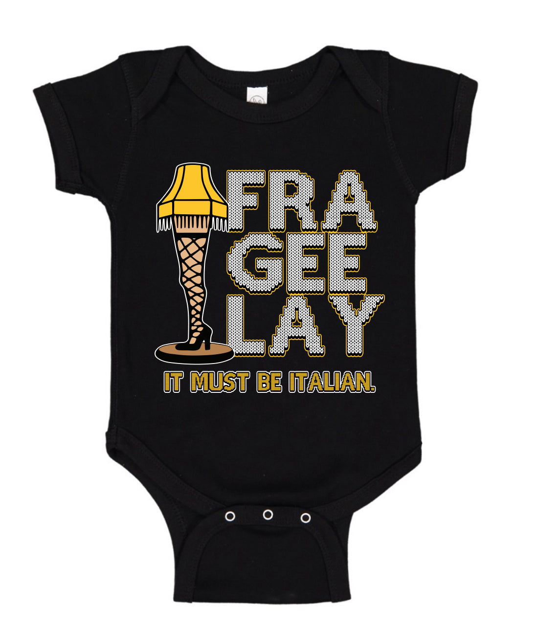 FRA-GEE-LAY Leg Lamp Story Ugly Christmas Sweater Baby Creeper Boys Girls Infant Bodysuit