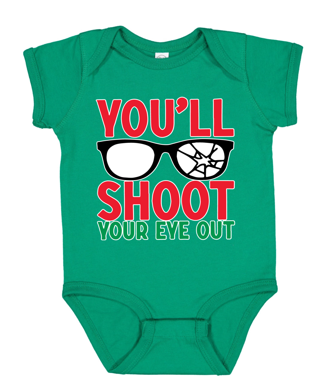 You'll Shoot Your Eye Out Movie Parody Ugly Christmas Sweater Baby Creeper Boys Girls Infant Bodysuit