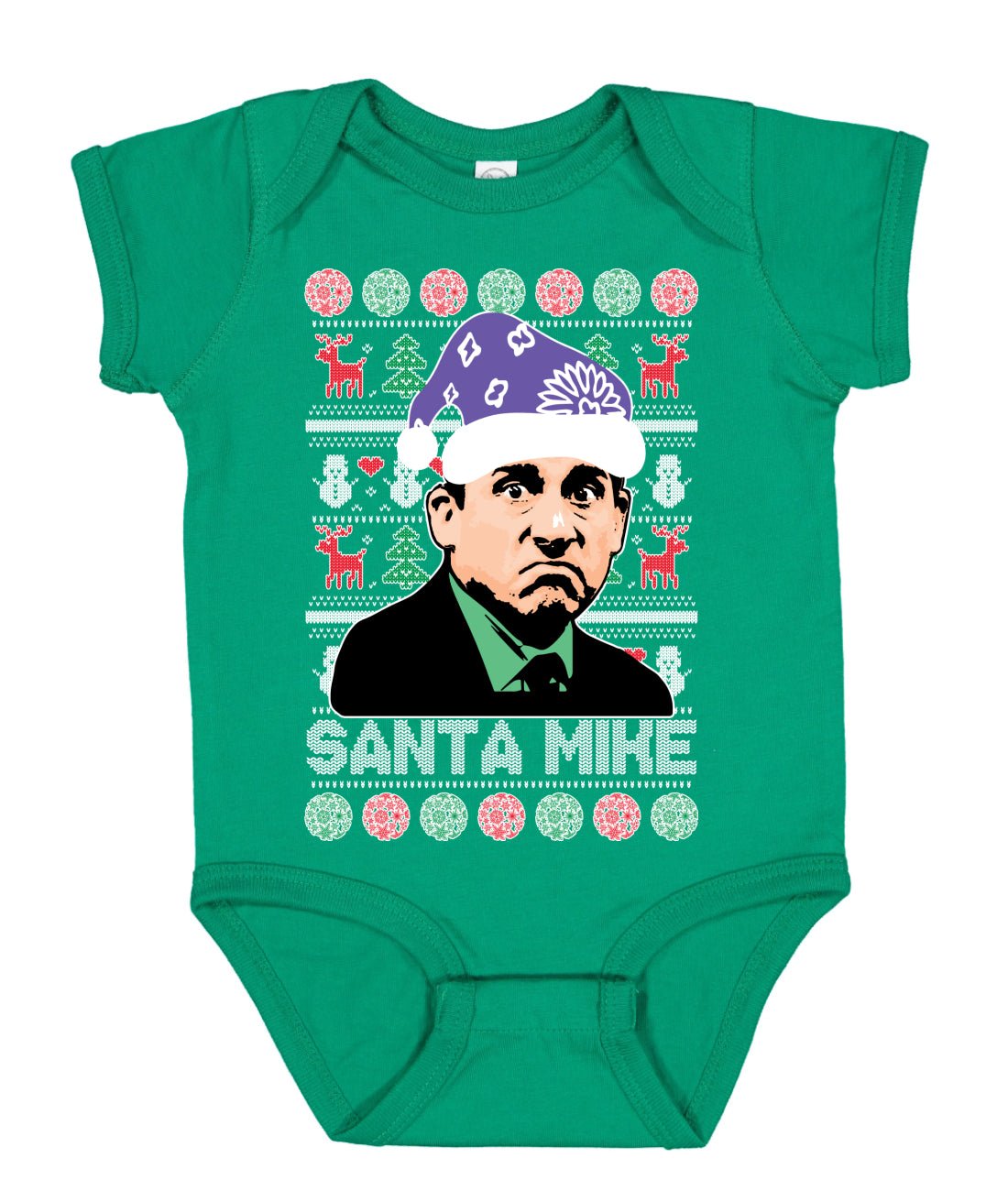 Santa Mike Michael Scott The Office Ugly Christmas Sweater Baby Creeper Boys Girls Infant Bodysuit