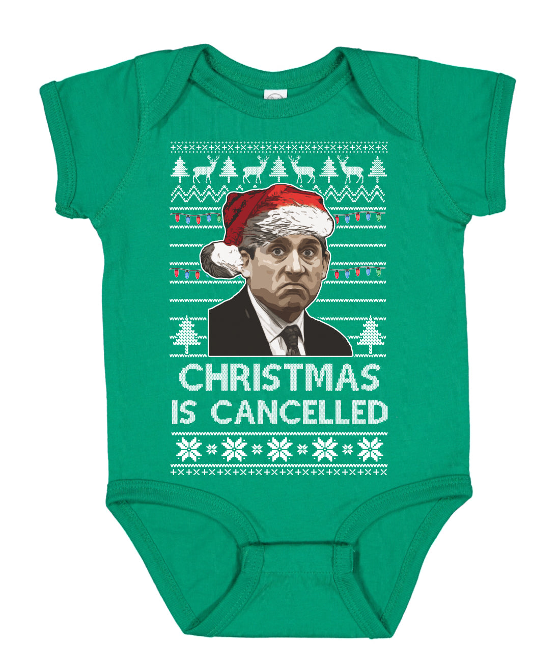 Christmas is Cancelled Santa Michael Scott Office Ugly Christmas Sweater Baby Creeper Boys Girls Infant Bodysuit