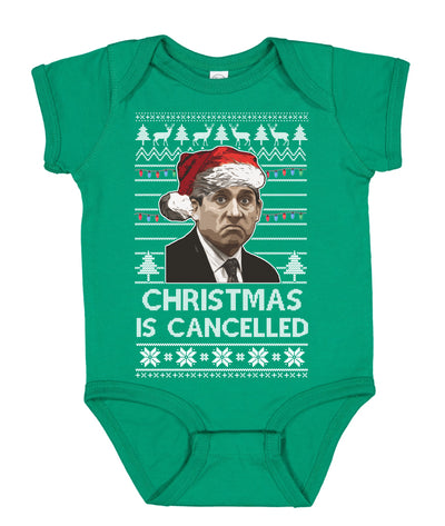 Christmas is Cancelled Santa Michael Scott Office Ugly Christmas Sweater Baby Creeper Boys Girls Infant Bodysuit