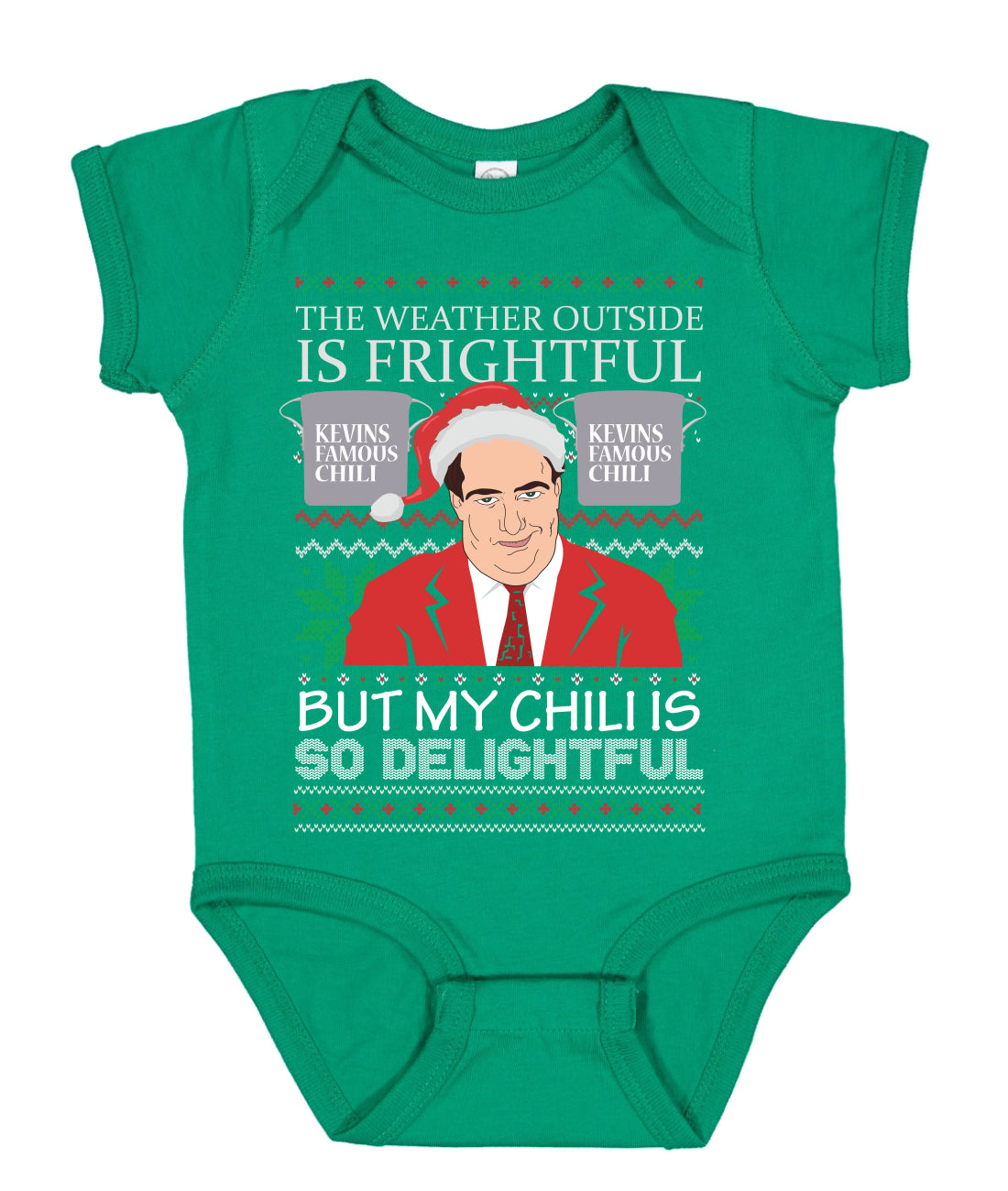 Kevin's Famous Chili The Office My Chili is So Delightful Xmas Ugly Christmas Sweater Baby Creeper Boys Girls Infant Bodysuit