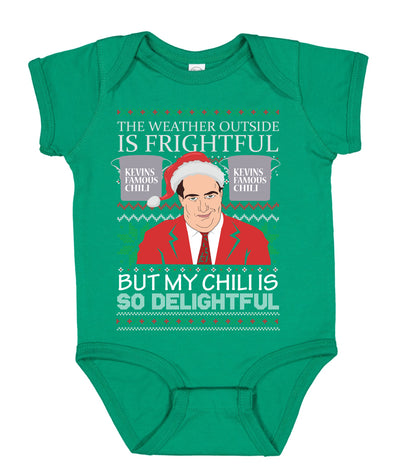 Kevin's Famous Chili The Office My Chili is So Delightful Xmas Ugly Christmas Sweater Baby Creeper Boys Girls Infant Bodysuit