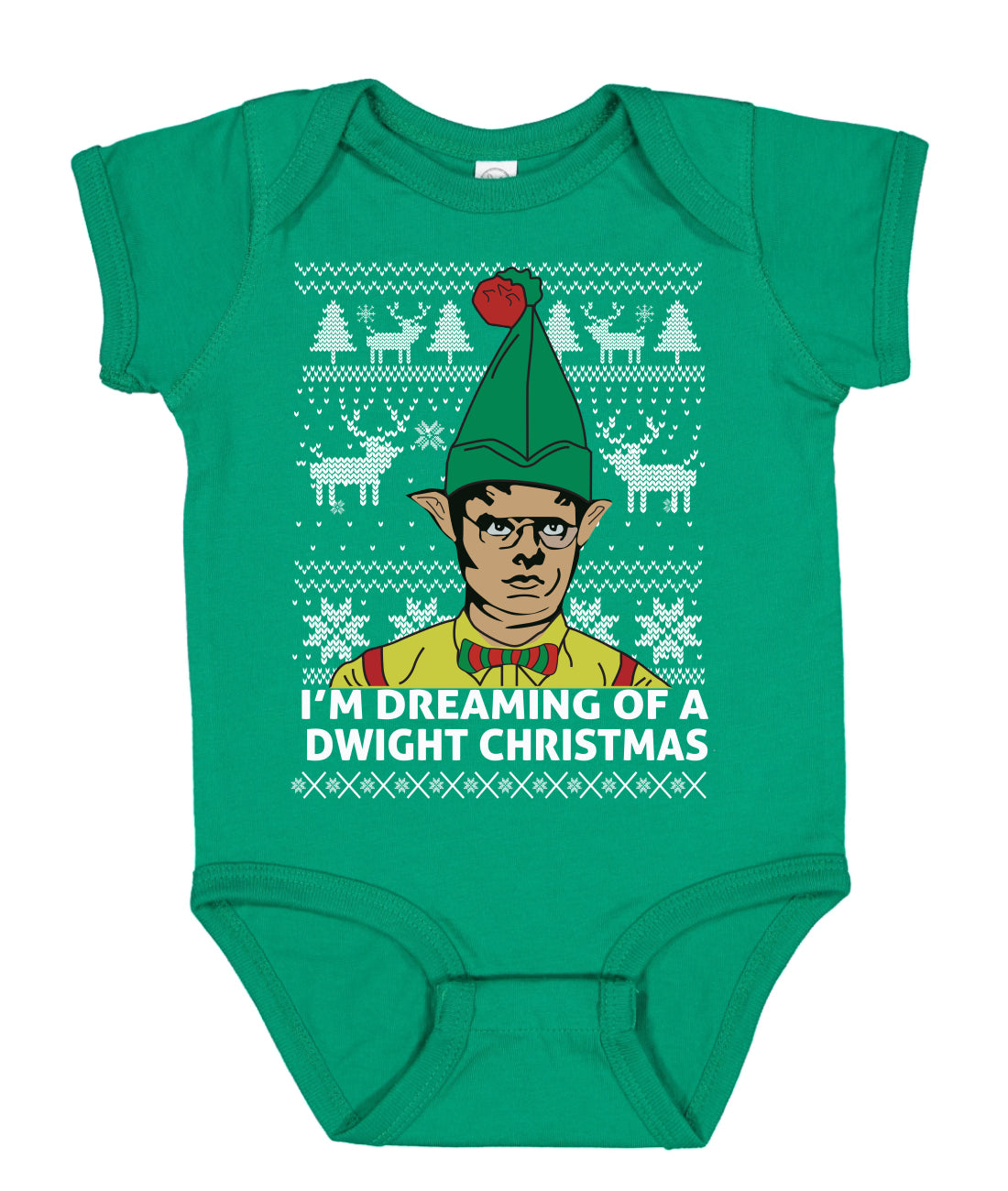 I'm Dreaming of a Dwight Christmas The Office Schrute Funny Ugly Christmas Sweater Baby Creeper Boys Girls Infant Bodysuit