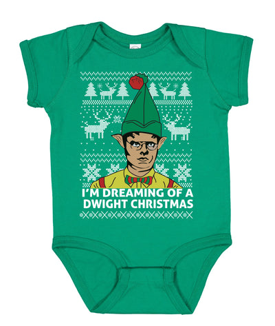 I'm Dreaming of a Dwight Christmas The Office Schrute Funny Ugly Christmas Sweater Baby Creeper Boys Girls Infant Bodysuit