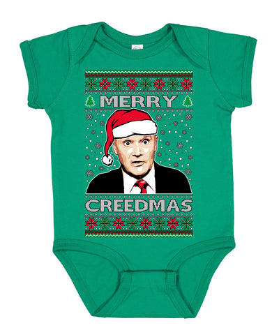 Merry Creedmas Office Humor TV Ugly Christmas Sweater Baby Creeper Boys Girls Infant Bodysuit