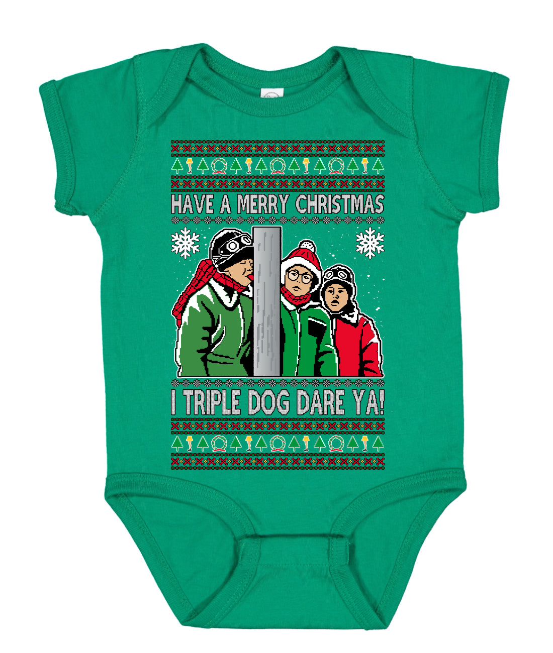 I Triple Dog Dare Ya Merry Story Ugly Christmas Sweater Baby Creeper Boys Girls Infant Bodysuit