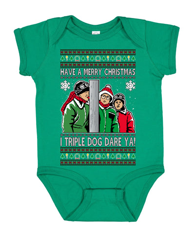 I Triple Dog Dare Ya Merry Story Ugly Christmas Sweater Baby Creeper Boys Girls Infant Bodysuit