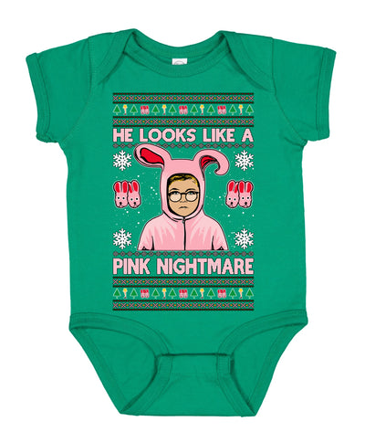 He Looks Like A Pink Nightmare Story Ugly Christmas Sweater Baby Creeper Boys Girls Infant Bodysuit