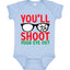 You'll Shoot Your Eye Out Movie Parody Ugly Christmas Sweater Baby Creeper Boys Girls Infant Bodysuit