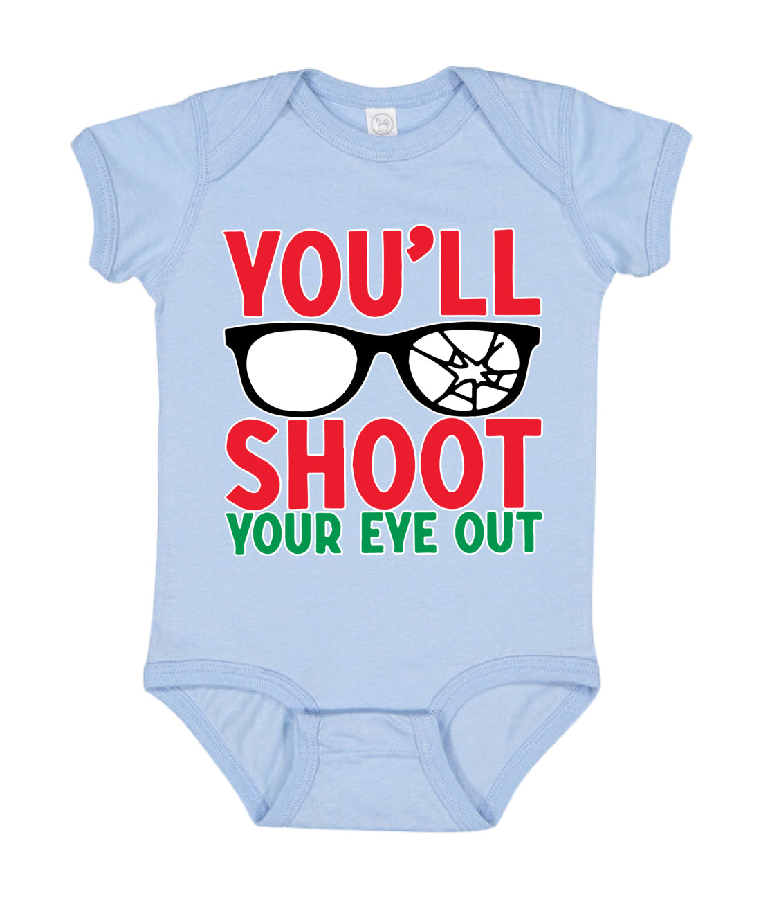 You'll Shoot Your Eye Out Movie Parody Ugly Christmas Sweater Baby Creeper Boys Girls Infant Bodysuit