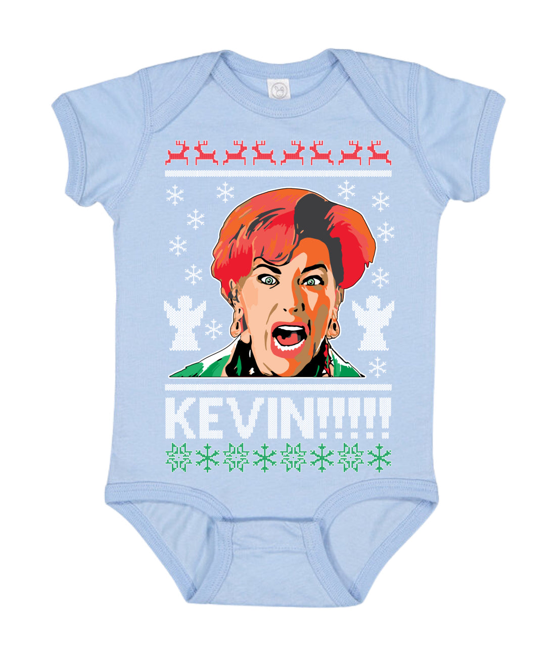 Kevin's Mom Screaming Kevin! Ugly Christmas Sweater Baby Creeper Boys Girls Infant Bodysuit