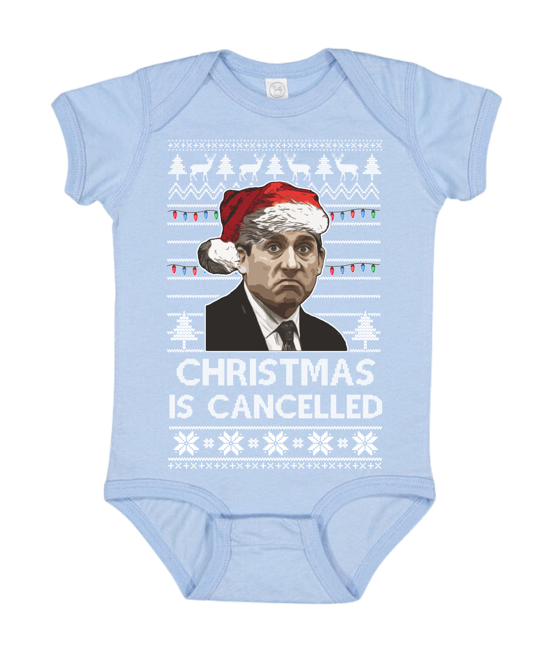 Christmas is Cancelled Santa Michael Scott Office Ugly Christmas Sweater Baby Creeper Boys Girls Infant Bodysuit