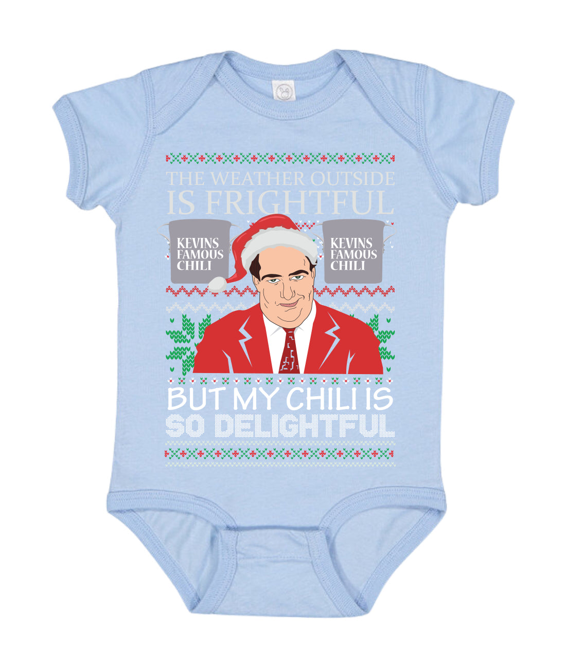 Kevin's Famous Chili The Office My Chili is So Delightful Xmas Ugly Christmas Sweater Baby Creeper Boys Girls Infant Bodysuit