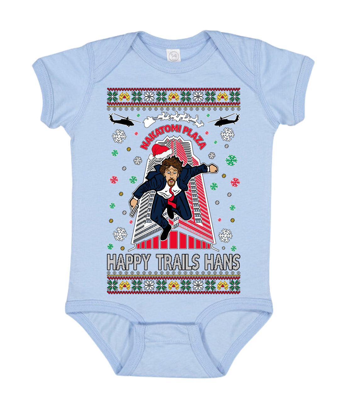 Nakatomi Plaza Happy Trails Hans Ugly Christmas Sweater Baby Creeper Boys Girls Infant Bodysuit
