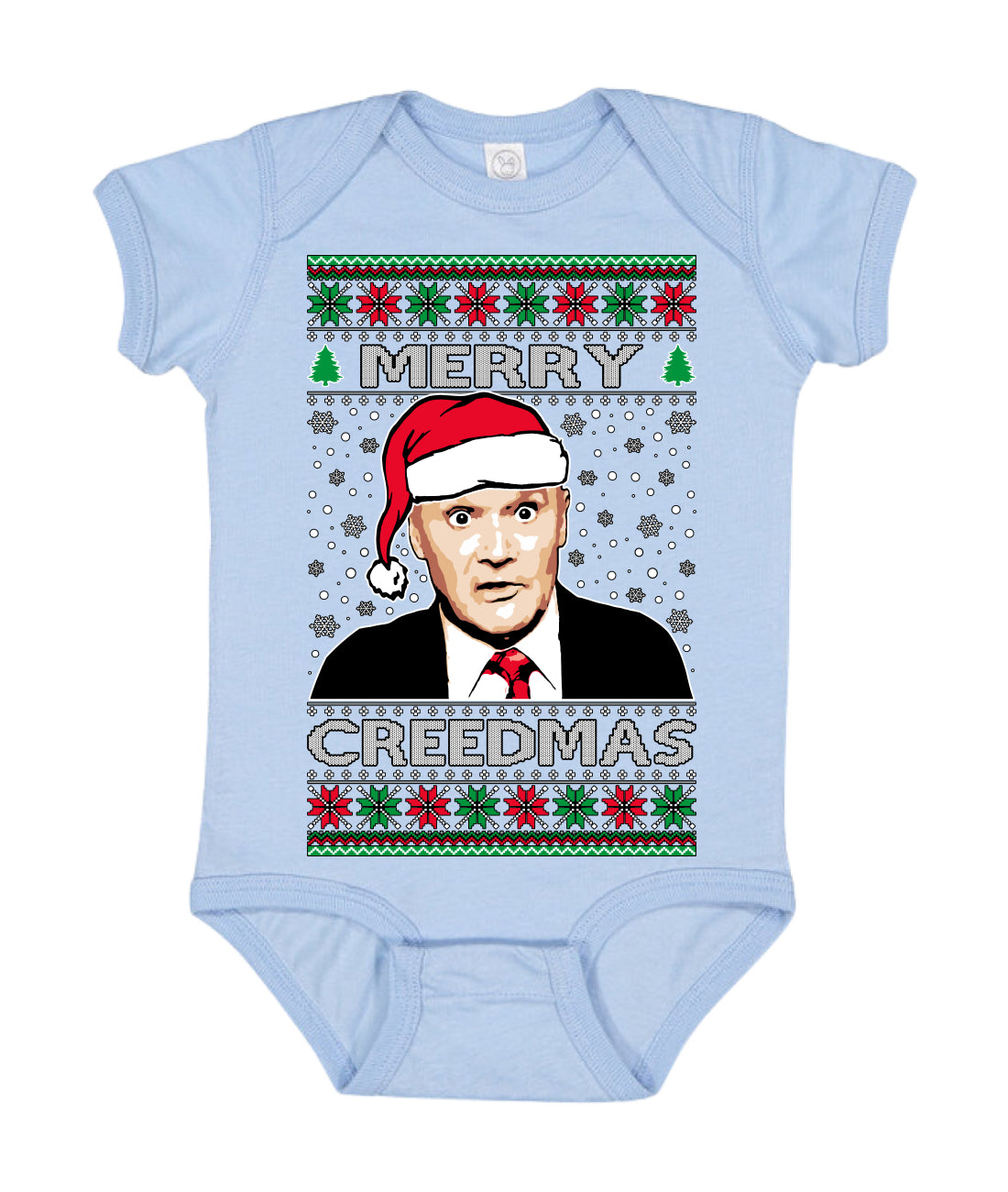 Merry Creedmas Office Humor TV Ugly Christmas Sweater Baby Creeper Boys Girls Infant Bodysuit