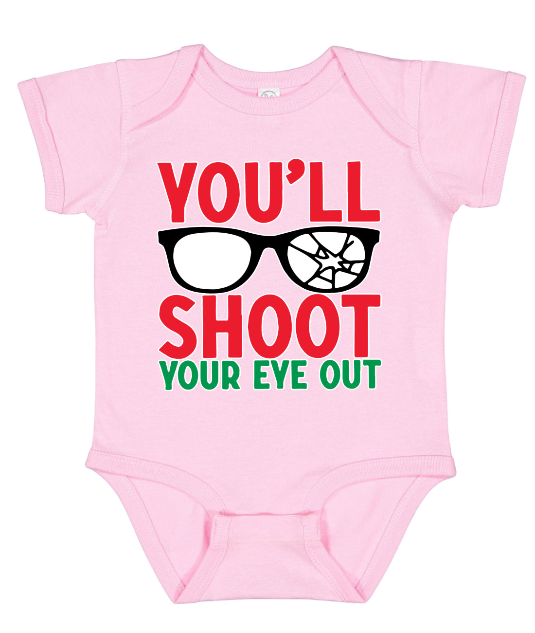 You'll Shoot Your Eye Out Movie Parody Ugly Christmas Sweater Baby Creeper Boys Girls Infant Bodysuit