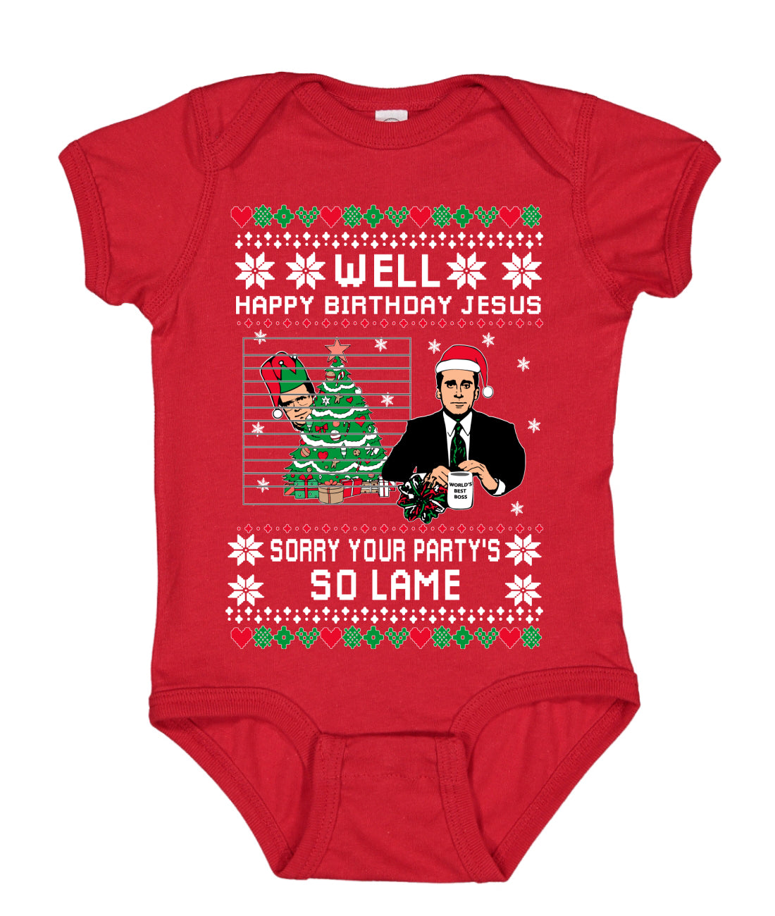 Well Happy Birthday Jesus Funny Quote Office Ugly Christmas Sweater Baby Creeper Boys Girls Infant Bodysuit
