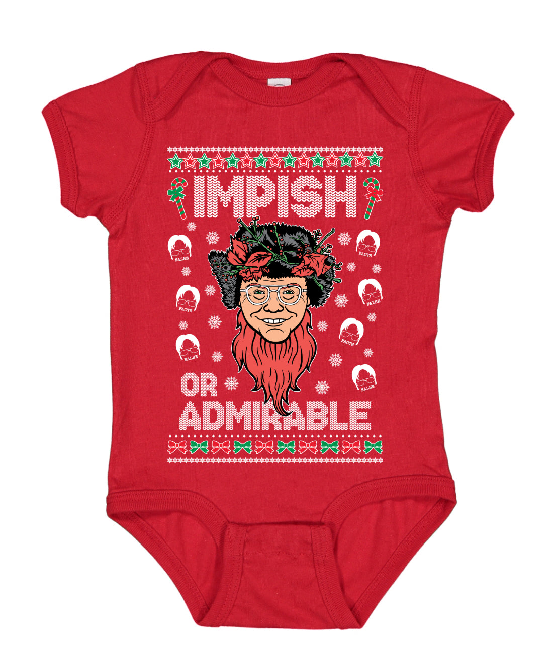 Impish Or Admirable Ugly Christmas Sweater Baby Creeper Boys Girls Infant Bodysuit