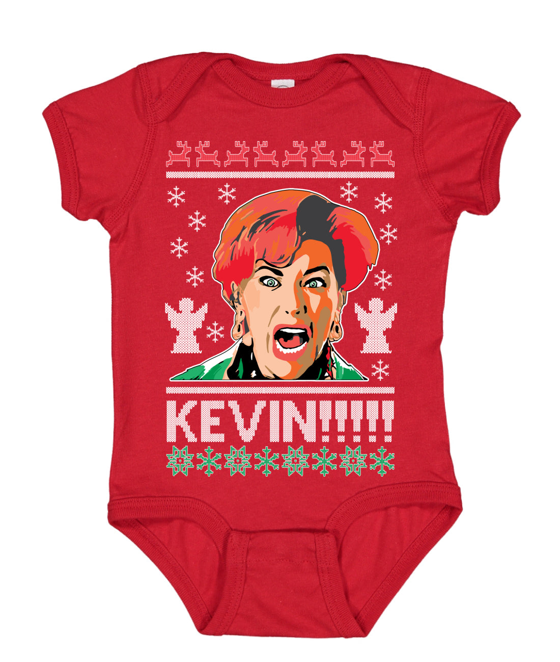 Kevin's Mom Screaming Kevin! Ugly Christmas Sweater Baby Creeper Boys Girls Infant Bodysuit