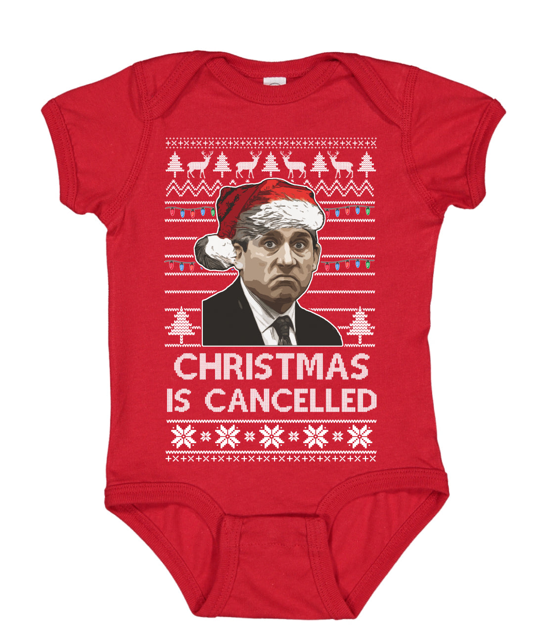 Christmas is Cancelled Santa Michael Scott Office Ugly Christmas Sweater Baby Creeper Boys Girls Infant Bodysuit