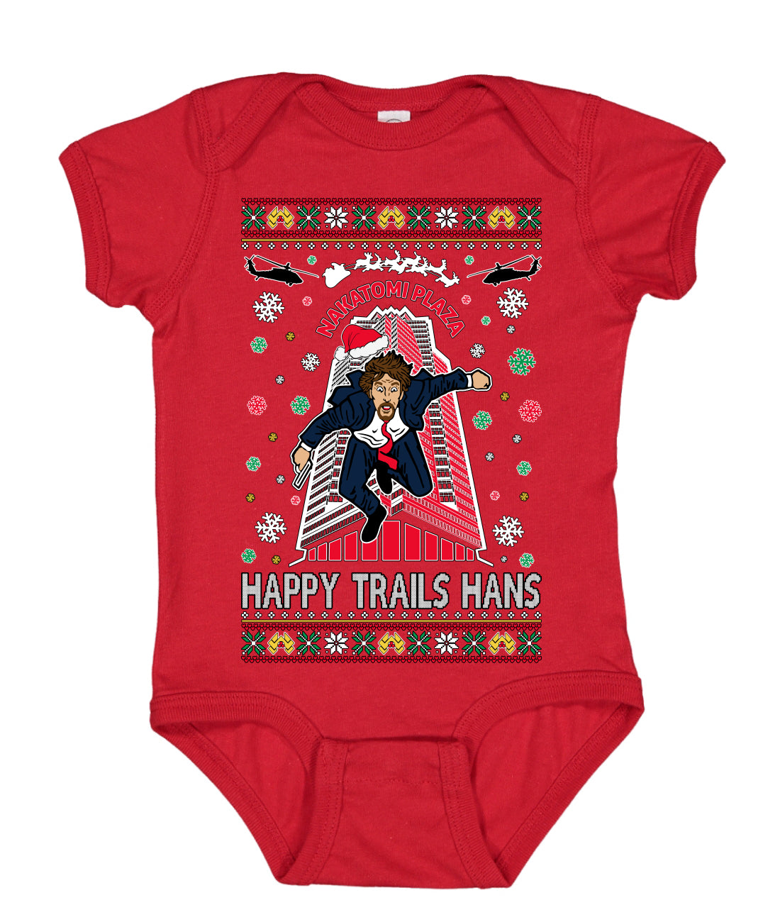 Nakatomi Plaza Happy Trails Hans Ugly Christmas Sweater Baby Creeper Boys Girls Infant Bodysuit