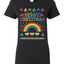 Merry Christmas Rainbow Hearts Womens Graphic T-Shirt