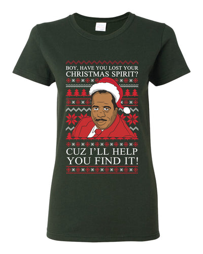 Christmas Spirit I'll Help You Find It Stanley Hudson Ugly Christmas Sweater Womens Graphic T-Shirt